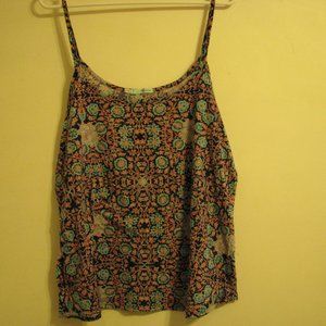 Navy Blue Flowery-Patterned Tank top